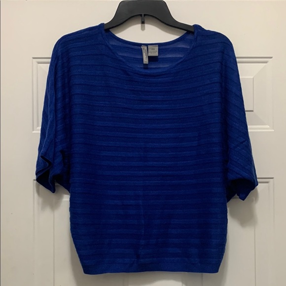 4/$10 Royal Blue Semi Sheer Size Small Petite Short sleeve Oversized Sweater - Picture 1 of 6